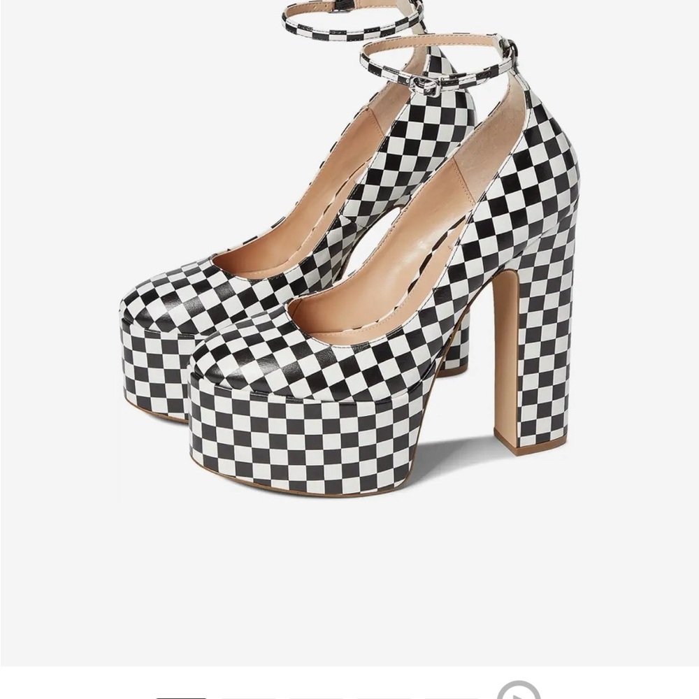 Steve Madden Black and White Checkered Platform Heels